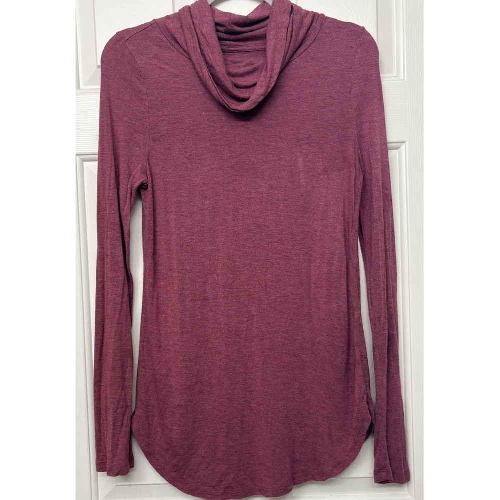 Talbots Women's S Burgandy Rayon Knit Draped Cowl Neck Long Sleeve Pullover Top